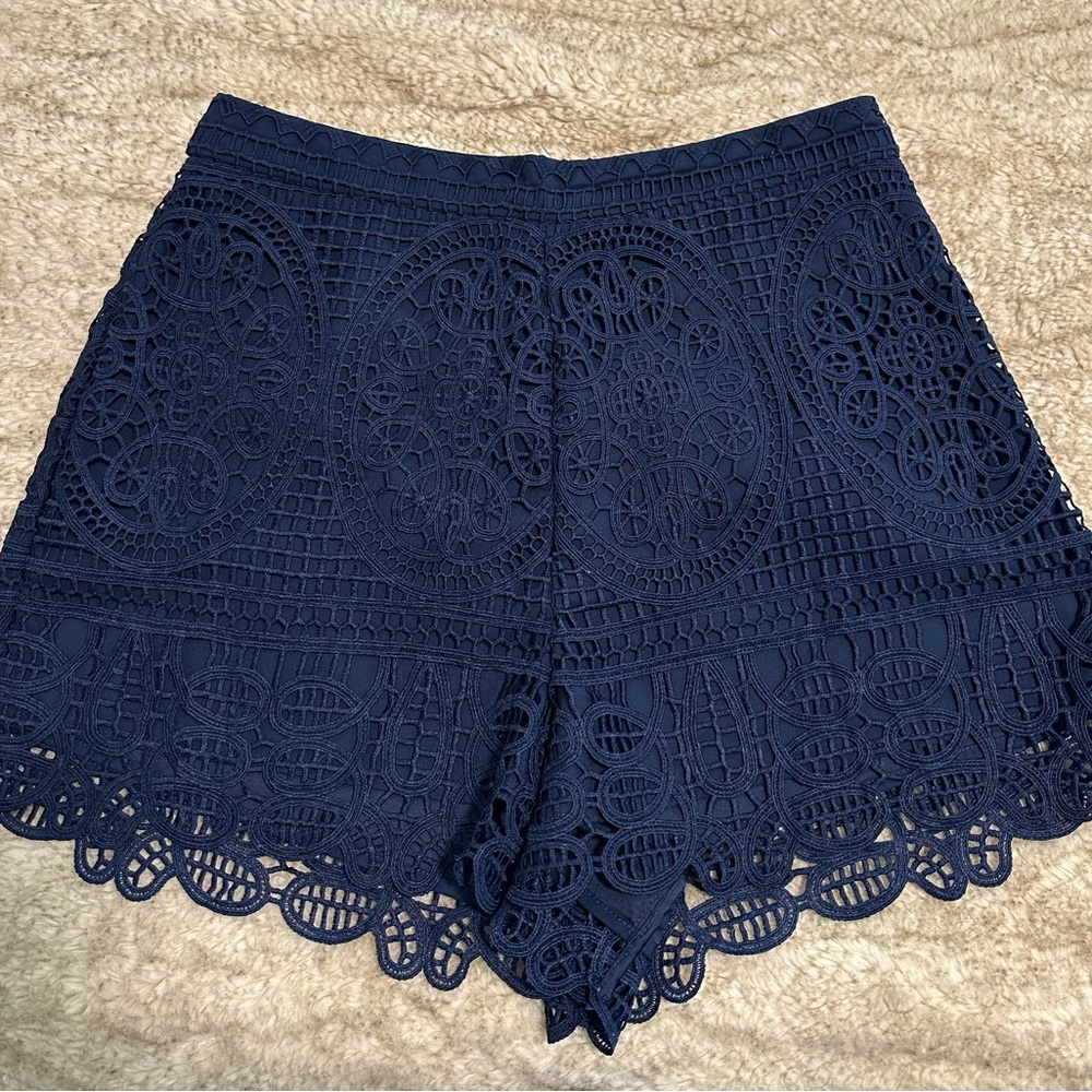 Lovers + Friends navy blue lace shorts size large